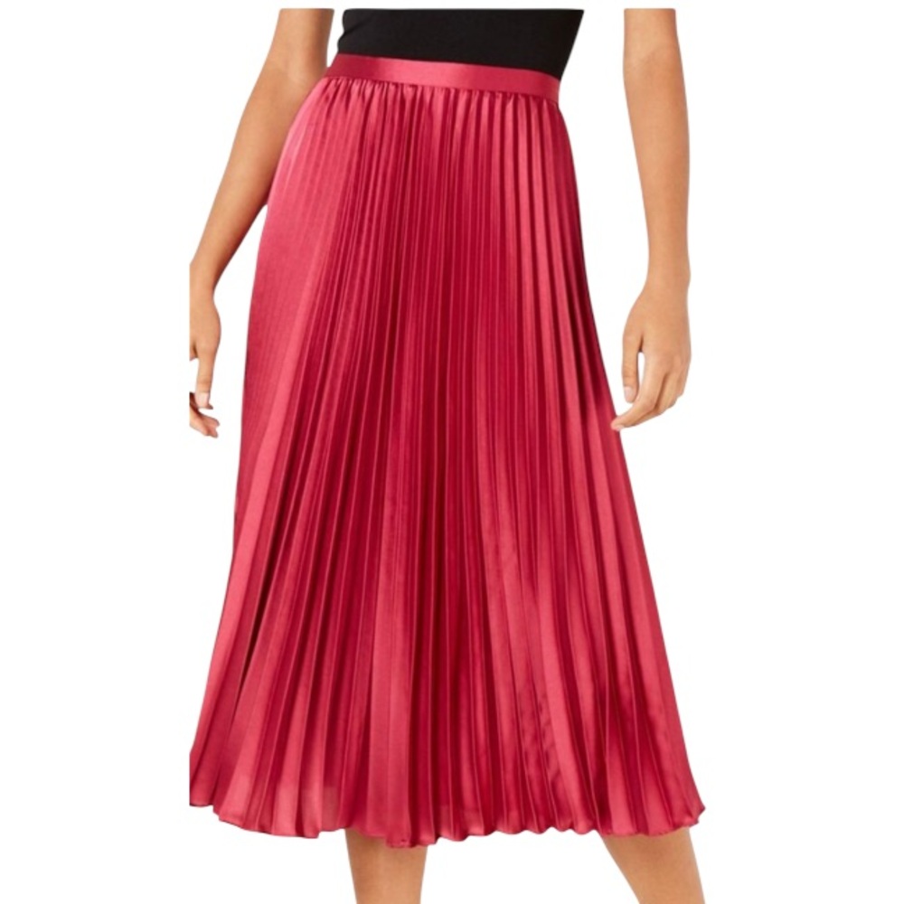 Donna KARAN pink pleated satin midi skirt size 4